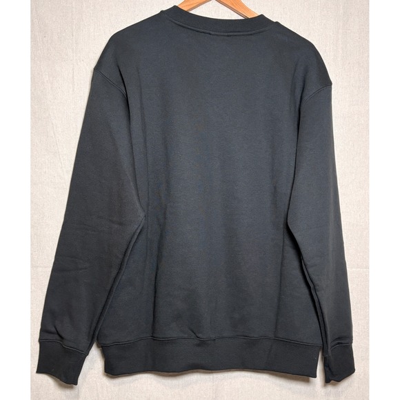 New Balance Mens Essentials Stacked Logo Crewneck Sweatshirt Black Large Fleece - Picture 2 of 3